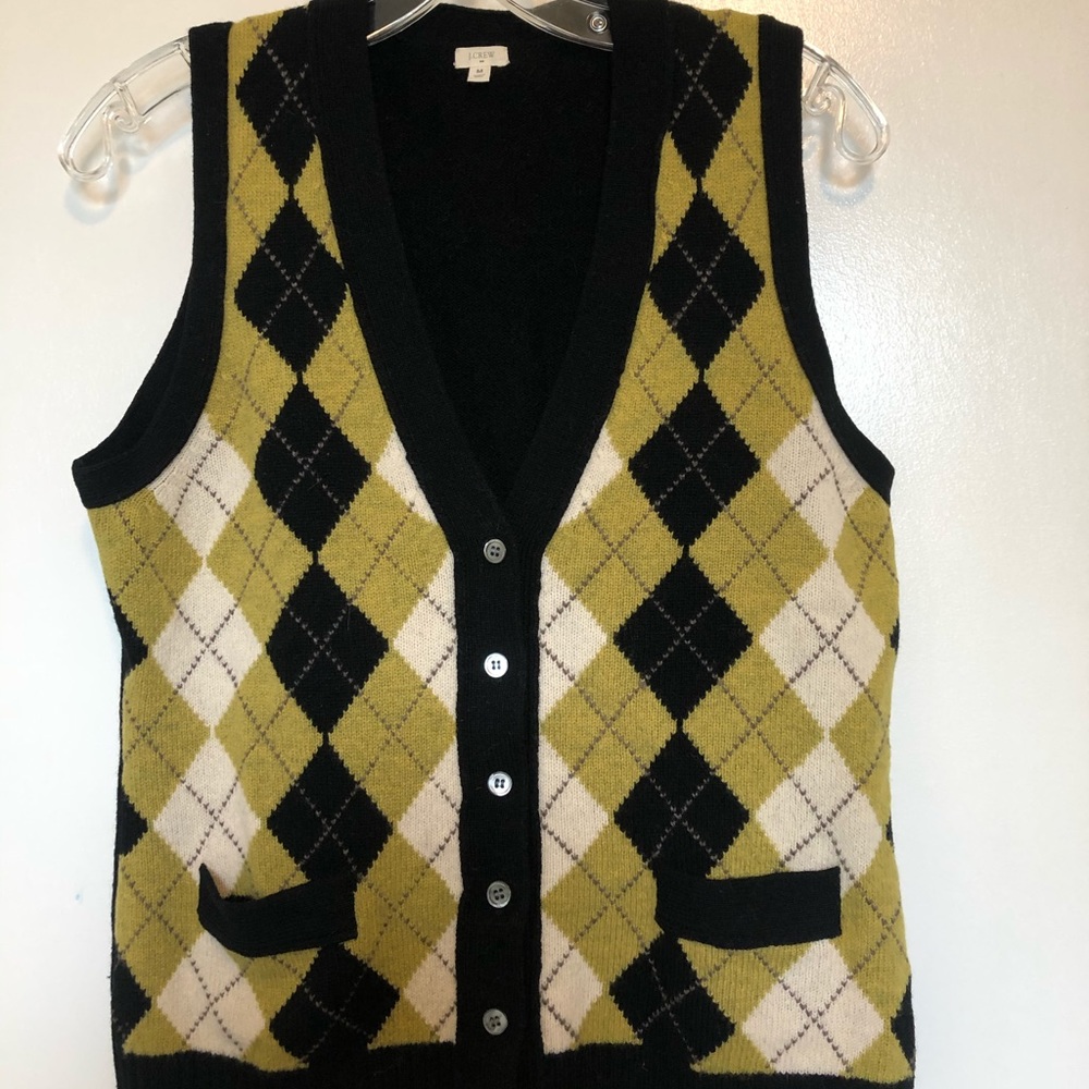 J Crew Argyle Sweater Vest - 100% Wool